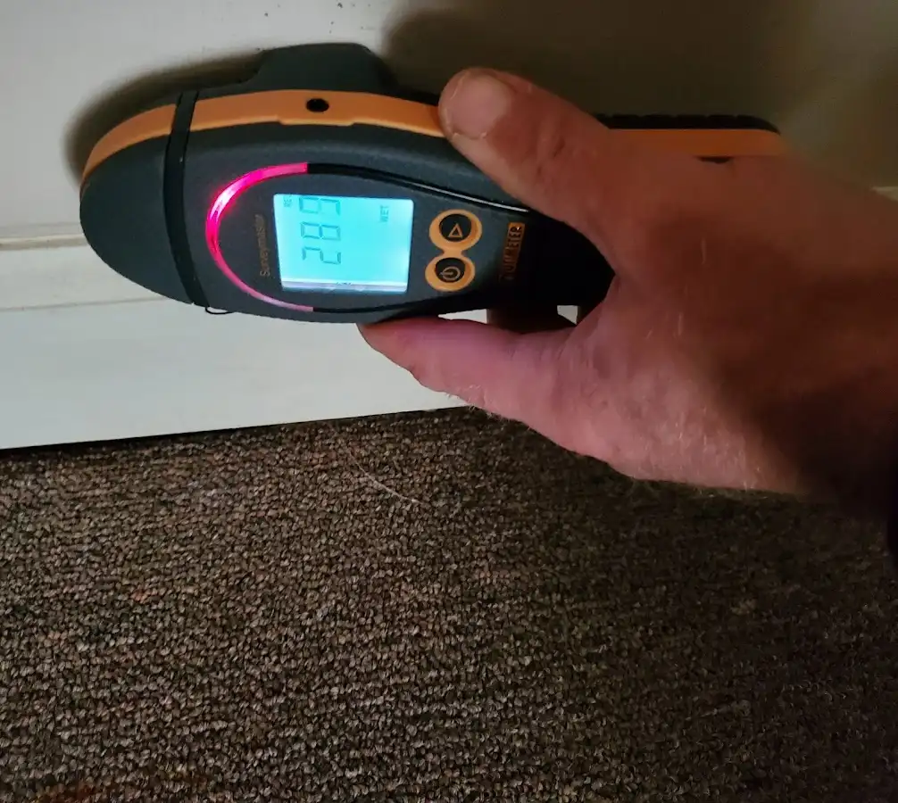 Moisture detection at baseboard during Mold Inspection & Testing in Holly Springs